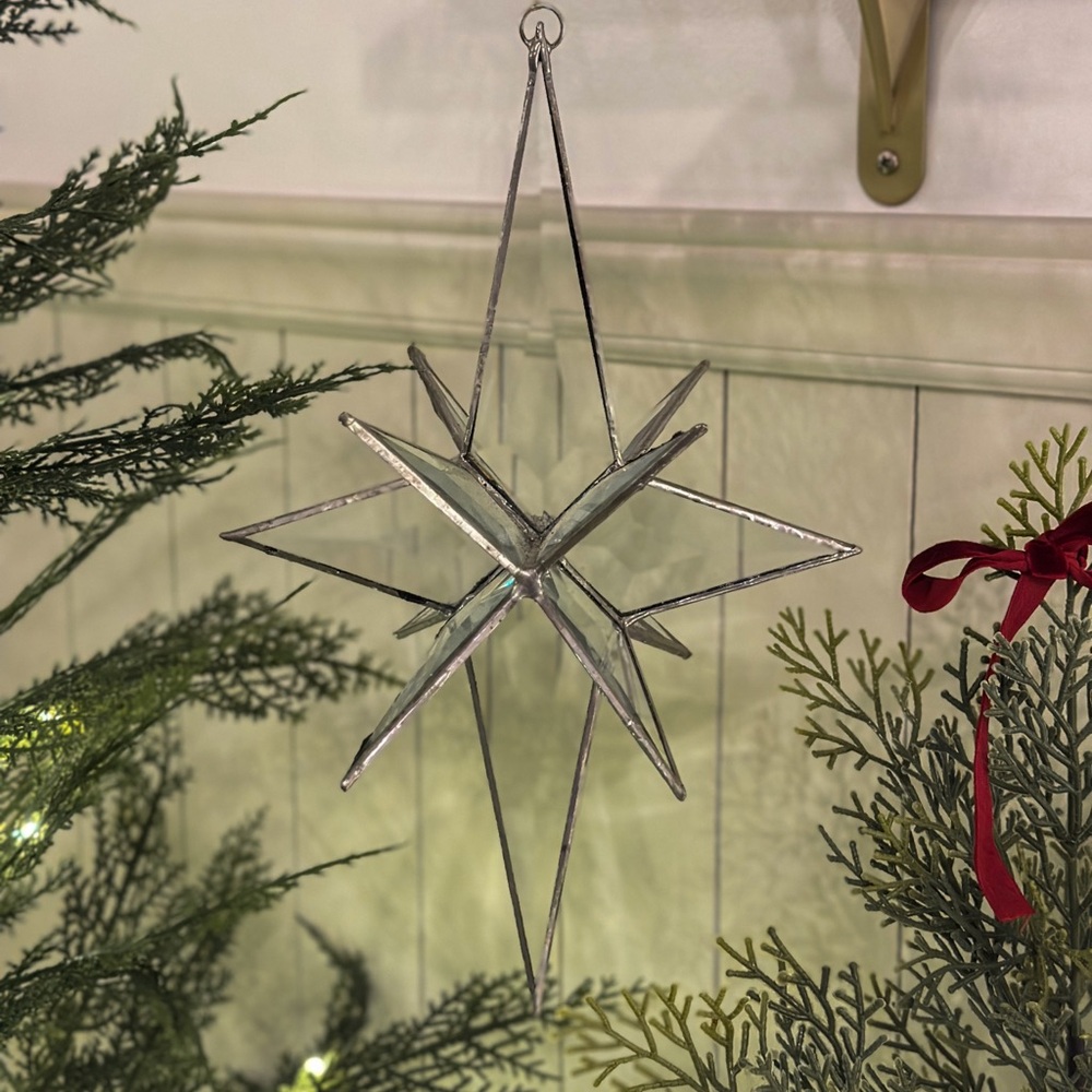 Vintage 3D Star of Bethlehem Beveled Glass Ornament